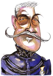 Ferdinand Foch - französischer Marschall (1851-1929); Farbkarikatur